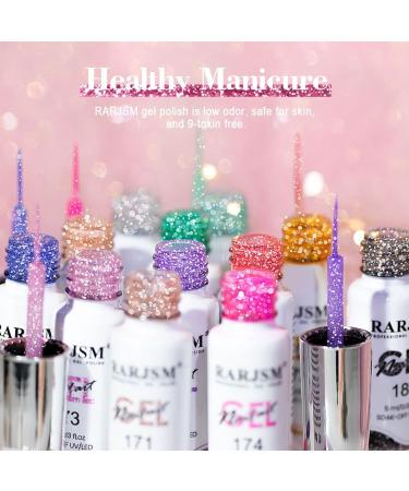 RARJSM Gel Liner Nail Art Reflective Glitter Flash Diamond Liner Gel Polish 12 Colors 5ml Sparkle Silver Hot Pink Black Pigment Painted Stripe Brush Gel Nail Polish UV LED Curing Require Nail Design Reflective Glitter Set - Buy Online on SooperMarket.com