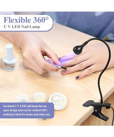 Saviland Mini Black Light LED Nail Lamp with Securing Clip - Rotatable Nail Dryer for Gel Polish - 3W U V Nail Lamp for Manicure at Home - Buy Online on SooperMarket.com