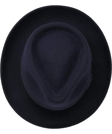 Premium Doyle Teardrop Fedora Hat 100% Wool Felt Crushable Water Resistant Unisex 7 1/4-7 3/8 Navy - Buy Online on SooperMarket.com