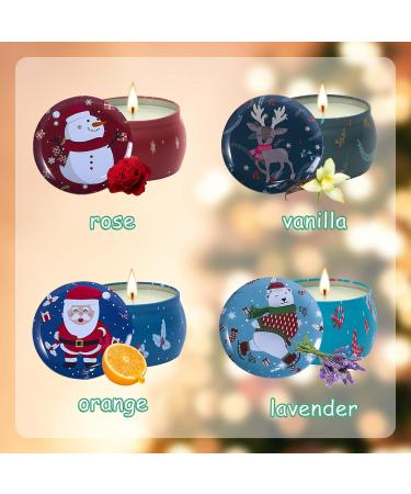 Fragrance Candles Christmas Gift Set for Women - 4 Aromatherapy Natural Soy Wax Candles (Lavender Vanilla Orange Rose) - Perfect Birthday & Holiday Home Fragrance - Buy Online on SooperMarket.com