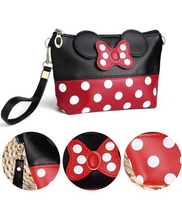 Boyigog Mouse Ears Style Cosmetic Bag - Women's Makeup Mini Wallet for Handbag | Red & Black Cartoon Pouch for Makeup Keys Headphones & Lipstick - Buy Online on SooperMarket.com