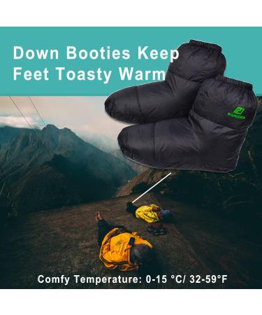 RANDDER Down Booties - Ultralight Warm Socks for Camp Backpacking - Cozy Sleeping Bag Slippers for Men & Women - Black Large - Buy Online on SooperMarket.com