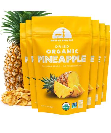 Mavuno Harvest Pineapple Dried Fruit Snacks | Organic Dried Pineapple Chunks| Gluten Free Healthy Snacks for Kids and Adults | No Sugar Added, Vegan, Non GMO, Direct Trade | 2 Ounce, Pack of 6 Pineapple 2 Ounce (Pack of
