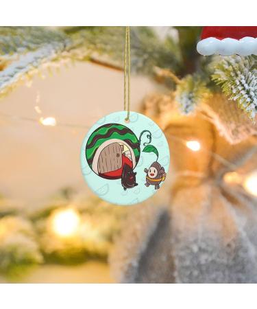 YYHHAOFA Sunflower Seeds Watermelon Seeds Prints Christmas Ceramic Round Pendant Decoration - Festive Hanging Ornament for Stores and Homes -2.9 in - Buy Online on SooperMarket.com