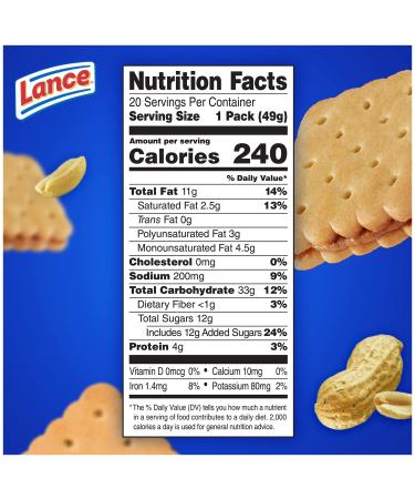Lance Nekot Peanut Butter Sandwich Cookies - 20 Individually Wrapped Packs, 6 Sandwiches Each (Pack of 6) - Buy Online on SooperMarket.com