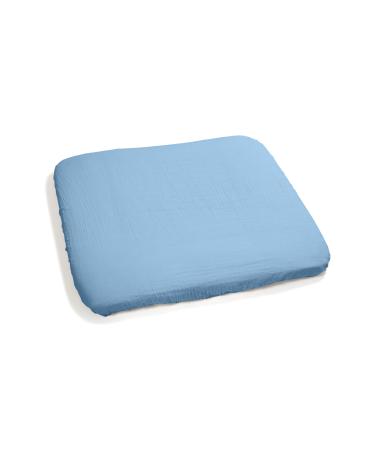 PIC BEAR DIATIONS COMPLETE 75x85cm - 100% Musselin cotton elastic elastic band gentle & protective - comfort for babies (Airy Blue)