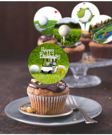 24 x Pre-Cut Golf 1 Edible Stand up Wafer Paper Cupcake Toppers Cake Decorations Happy Birthday Party Sport - Buy Online on SooperMarket.com