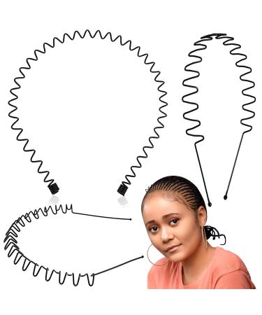 Metal Hair Bands Elastic Wavy Spring Hair Hoops Black Non-slip Headbands Multi-Style Flexible Wave Comb Hairbands Unisex Accessories for Men Women Teens Sports (Mix)