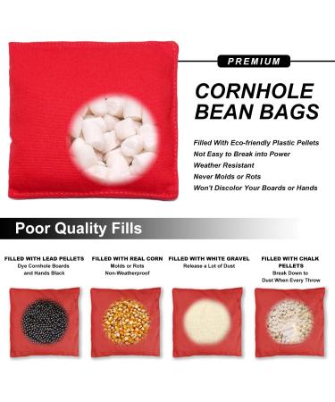 JMEXSUSS Weather Resistant Cornhole Bags - Set of 8 Regulation Professional Corn Hole Bags in Black/Red with Tote Bag - Buy Online on SooperMarket.com