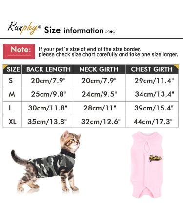 Ranphy Cat Recovery Suit for Abdominal Wounds or Skin Diseases Soft Cotton Surgical Recovery Shirt Breathable E-Collar Alternative After Surgery Home Indoor Anti Licking Clothes Pink M M(Chest:34cm Back:25cm Neck:24cm) pink - Buy Online on SooperMarket.com
