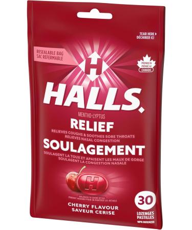 HALLS Cherry Flavour Cough Drops Throat Lozenges Sore Throat Relief Mentho-Lyptus 30 Lozenges Cherry 30 Count (Pack of 1) - Buy Online on SooperMarket.com