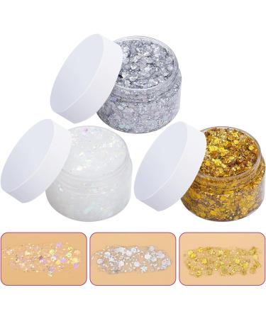 3Pcs Holographic Body Glitter Gel with 3 Makeup Brushes 50ml Mermaid Sequins Sparkling Liquid Eyeshadow Sequins Glitter for Face Body Eye Hair DIY Art Festival Party Makeup Decoration - Buy Online on SooperMarket.com
