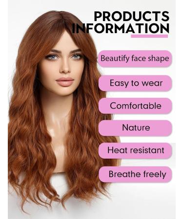 Wokestar Long Auburn Synthetic Hair Wig for Women with Curtain Fringe - Shop Now - Buy Online on SooperMarket.com