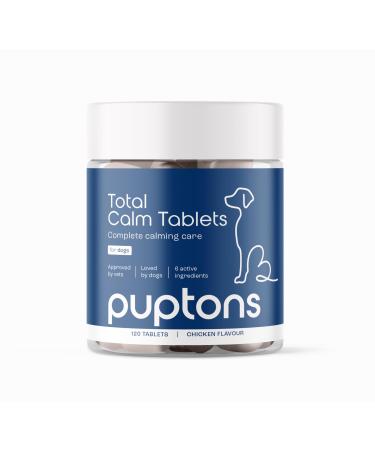 Total Calm Calming Tablets for Dogs | Reduces Stress Anxiety Barking Fear Hyperactivity Aggression | Tasty Chicken Flavour | 60 Tablets | Puptons