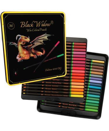 Black Widow Dragon Colored Pencils For Adult Coloring - 36 Coloring Pencils With Smooth Pigments - Best Color Pencil Set For Adult Coloring Books And Drawing - A Must Have Pencil Set