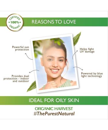 Organic Harvest Sunscreen SPF 30 with Blue Light Technology | UVA & UVB Protection | PA+++ | Hydrating & Nourishing | For Oily Skin | 100% Certified Organic | Sulphate & Paraben Free - 100gm - Buy Online on SooperMarket.com
