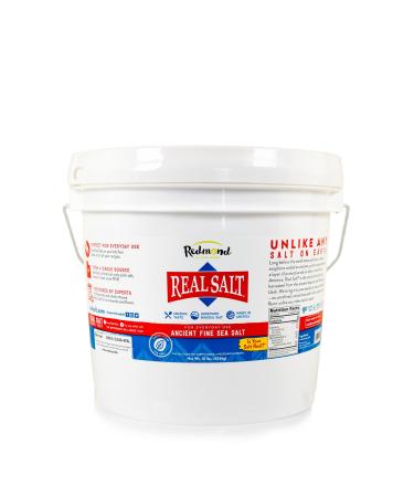 Redmond Real Sea Salt - Natural Unrefined Gluten Free Fine, 10 Pound Bucket
