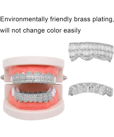 Dentures Gold Plated Brass Hip Hop Denture Set Tooth Decorative Bracket for Festivals(silver) - Buy Online on SooperMarket.com