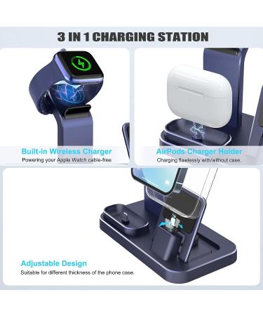3-in-1 Charging Station for Apple Products with Removable Stand - Blue - Buy Online on SooperMarket.com