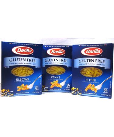 Barilla Gluten Free Pasta Sampler Pack of 3 - Penne, Rotini, Elbows 12 oz each