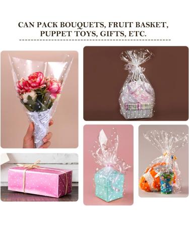 STOBOK Cellophane Wrap Roll White Dot Florist Paper Wrapper 15.7 inch x100 Ft Crystal Long Film Gift Wrappings Packing Paper for Flowers Craft Basket Bouquet Fruit Food - Buy Online on SooperMarket.com