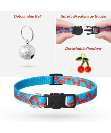 Lafayi 7-Piece Cat Collar Set with Bells & Fruit Pendants | Adjustable Cat Necklaces (18-30cm) | Safe Pet Accessories & Supplies - Buy Online on SooperMarket.com