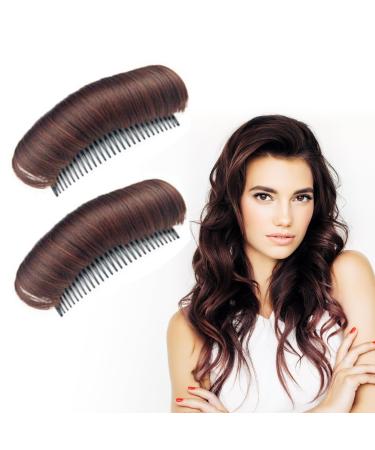 Natural Wig Piece 2 Insert False Hair Comb Tool Bump Up Fake Hair Comb Clip Great for Additional Hair Volume Fine and Thin Hair DIY Hairstyle Changed the shape of Your Head (dark brown)