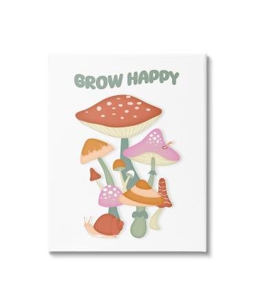 Stupell Industries Grow Happy Retro Mushrooms Canvas Wall Art by Martina Pavlova 16 x 20