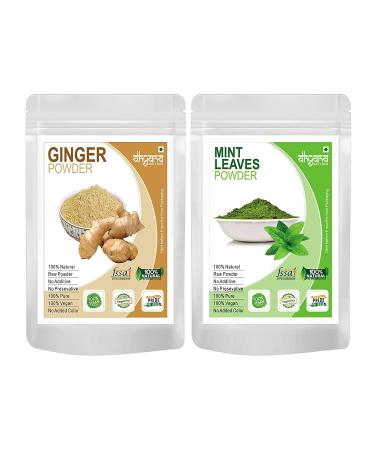 QURA Exim Ginger Powder 200gm + Mint Powder 200gm (Combo Pack of 2) Adrak Pudina