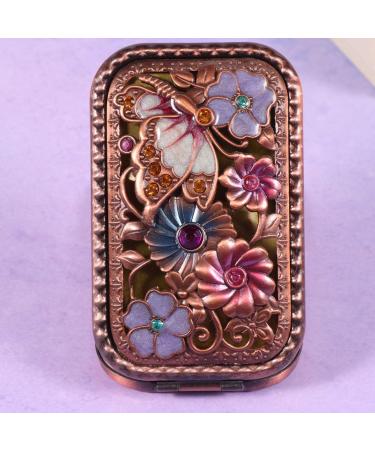 LEORX Antique Butterfly Compact Mirror for Women - Foldable Double Sided Metal Makeup Mirror - Buy Online on SooperMarket.com