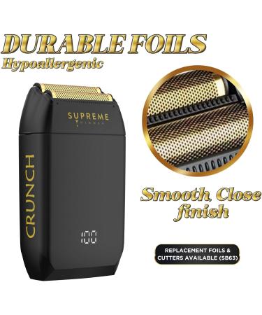 Supreme Trimmer Crunch Mens Foil Shaver STF602 | 150 Min Run Time | Waterproof Electric Razor for Short Hair & Stubble - Perfect for Barbers | Black - Buy Online on SooperMarket.com