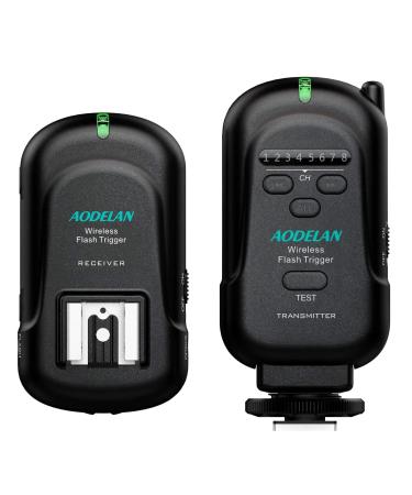 AODELAN Flash Trigger Transmitter and Receiver with Universal Hot Shoe for Canon, Nikon, Olympus, Panasonic, Pentax, Fuji, Samsung, Sony Flash Trigger Set