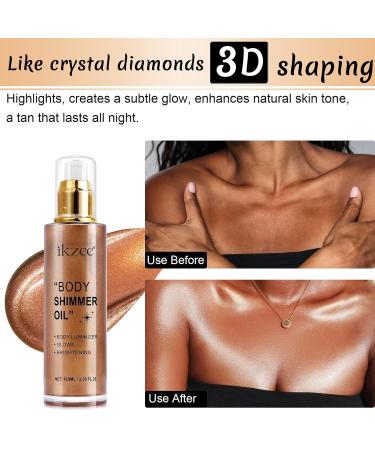 Body Shimmer Oil 100ml | Long Lasting Moisturizing Luminizer & Waterproof Highlighter - Bronze Gold Glow - Buy Online on SooperMarket.com