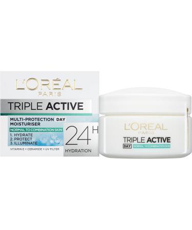 L'Oreal Paris Triple Active Day 24H Hydrating Moisturiser Normal to Combination Skin 50 ml - Buy Online on SooperMarket.com