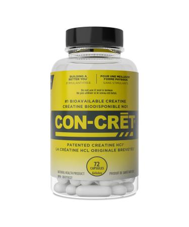 CON-CRET Creatine HCl Capsules | Muscle Cognitive Cellular Energy Support | No Bloating or Cramps | Strength & Endurance | Creatine Pills (72 Count)