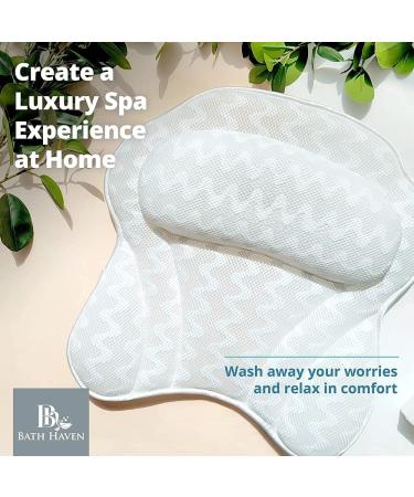 Spa Comfort Bath Pillow for Ultimate Relaxation | Back and Neck Support | Portable and Washable | 3D Air Mesh Technology | White - Buy Online on SooperMarket.com