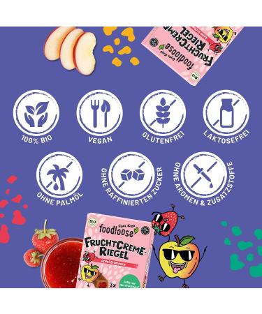 Foodlose Cool Kids Bio-Frucht Cream Bars - Apple Strawberry (10 x 3 Bars) | Vegan Gluten-Free Delicious Date Fruit Bars | No Added Sugar - Buy Online on SooperMarket.com