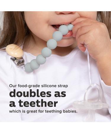 Center Coast Collections Silicone Pacifier Clip - Safe Binky Holder - Neutral Grey - Unisex Baby & Toddler - Buy Online on SooperMarket.com