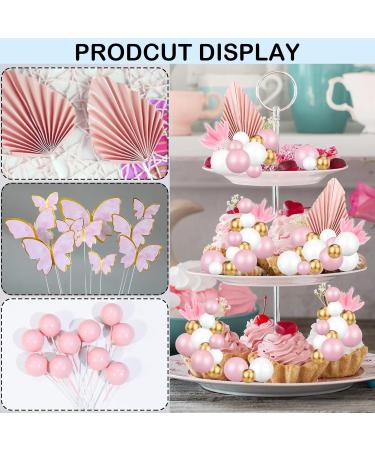 Cake Decorations 44 PCS Paper Palm Fan Cake Decorations Pink Palm Leaf Cake Toppers Cake Decorations For Birthday Party Wedding Valentine's Day - Buy Online on SooperMarket.com