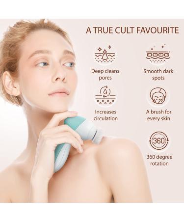 Facial Cleansing Brush Set with 7 Heads | Electric Face Scrubber for Exfoliating and Cleansing | Spin Cleanser for Oily, Mixed, Normal, Dry Skin (Opal) - Buy Online on SooperMarket.com