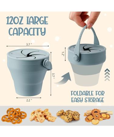 2 Pcs Collapsible Toddler Snack Cups 12oz - Spill Proof Silicone Bowls for Babies - Blue & Green - Buy Online on SooperMarket.com