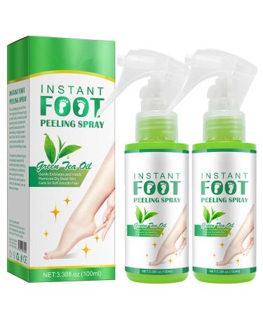 Foot Peeling Spray Instant Foot Peeling Spray Foot Spray to Remove Dead Skin Hydrating Nourish Peel Off Spray Exfoliating Peeling & Calluses on Feet for Cracked Rough Heels (2PCS Green Tea) 2PCS Green Tea
