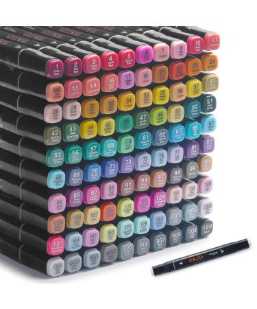 Alcohol Markers 100 Colors Art Markers Professional Art Pen Dual Tips Plus 1 Blender Permanent Marker for Adults & Kids,Alcohol Based Sketch Markers for Painting, Coloring and Drawing with Base(black) Brown