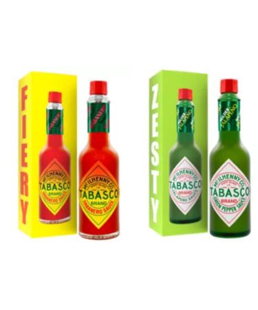 Tabasco Extra Hot Habanero Sauce x1 Tabasco Mild Green Hot Pepper Sauce x1