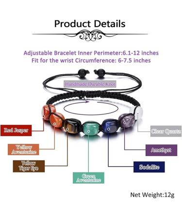 Amethyst Rough Stone 7 Chakra Stone Yoga Bracelet Reiki Healing Crystal Natural Amethyst Gemstone Jewelry Braided Rope Bracelets For Women Girl Gift Natural Crystal 7 Chakra - Buy Online on SooperMarket.com