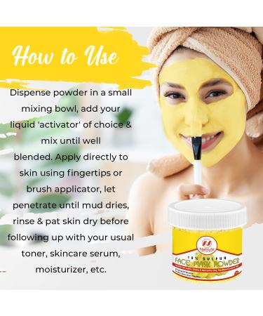 Natrulo Face Mask Powder | 2 oz All Natural DIY Mud Mask for Acne Scars & Oily Skin - 10% Sulfur Kaolin & Bentonite Clay Coconut Milk - Made in USA - Buy Online on SooperMarket.com