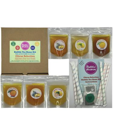 Fruity Citrus Selection Boba Bubble Tea Make at Home Kit 6-12 Extra Large Drinks