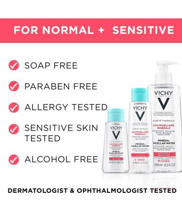 Vichy Puret Thermale One Step Micellar Water 13.52 Fl. Oz - Alcohol Free Makeup Remover & Toner with Vitamin B5 for Sensitive Skin - Buy Online on SooperMarket.com