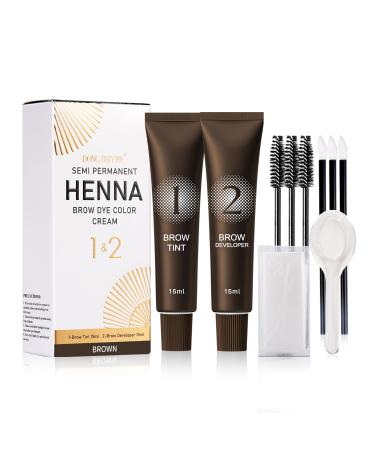 Eyebrow Tint Kit Brown Hen-na Semi-Permanent Professional Brow Tint Kit Long-Lasting and Safe Results Eyebrow Dye DONG RHYME Multi-Purpose Eyelash Tint Kit Easy to Use at Home