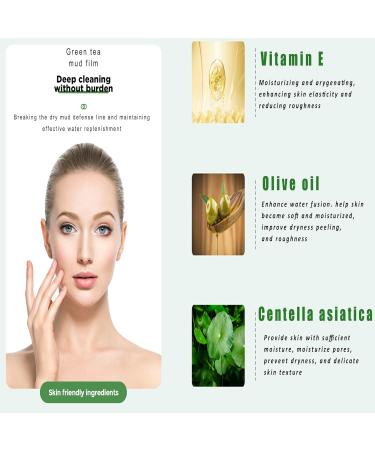 Organic Green Tea Enzyme Face Mud Mask - Deep Cleansing Blackhead Remover & Hydrating Peel-Off Mask for All Skin Types - Buy Online on SooperMarket.com